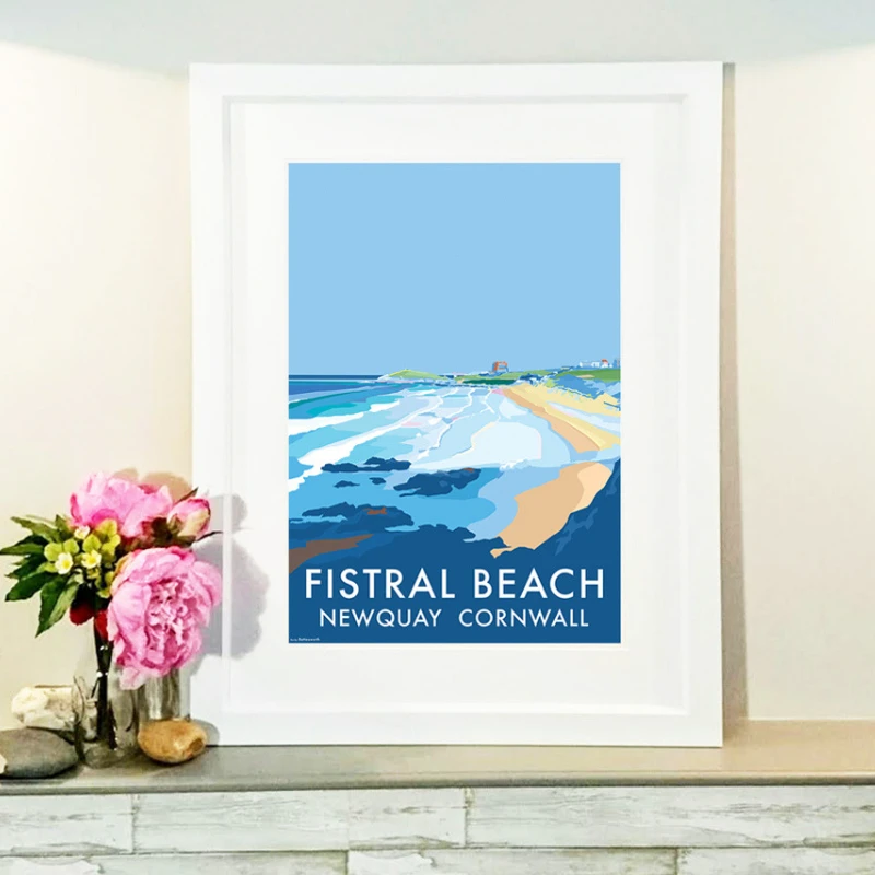 Fistral Beach Poster – Vintage Newquay Travel Print by Becky Bettesworth by BeckyBettesworth (fistral-beach)