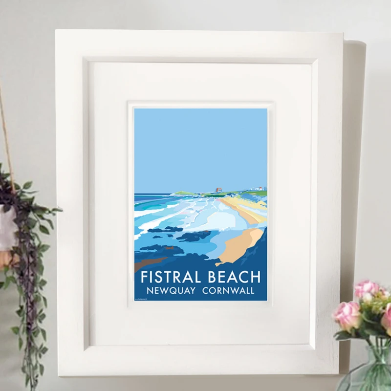 Fistral Beach Poster – Vintage Newquay Travel Print by Becky Bettesworth by BeckyBettesworth (fistral-beach)