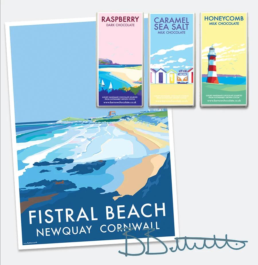 Fistral Beach Poster – Vintage Newquay Travel Print by Becky Bettesworth by BeckyBettesworth (fistral-beach)
