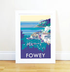 Fowey Travel Poster - 1930s Inspired Seaside Print by BeckyBettesworth (fowey)