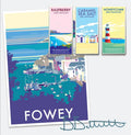Fowey Travel Poster - 1930s Inspired Seaside Print by BeckyBettesworth (fowey)