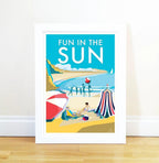 Vintage Seaside Poster – Fun in the Sun Print by Devon Artist by BeckyBettesworth (fun-in-the-sun)