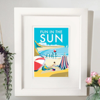Vintage Seaside Poster – Fun in the Sun Print by Devon Artist by BeckyBettesworth (fun-in-the-sun)