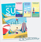 Vintage Seaside Poster – Fun in the Sun Print by Devon Artist by BeckyBettesworth (fun-in-the-sun)