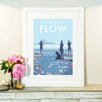 Paddle Board Poster - Vintage Devon Beach Scene Art Print by BeckyBettesworth (go-with-the-flow)