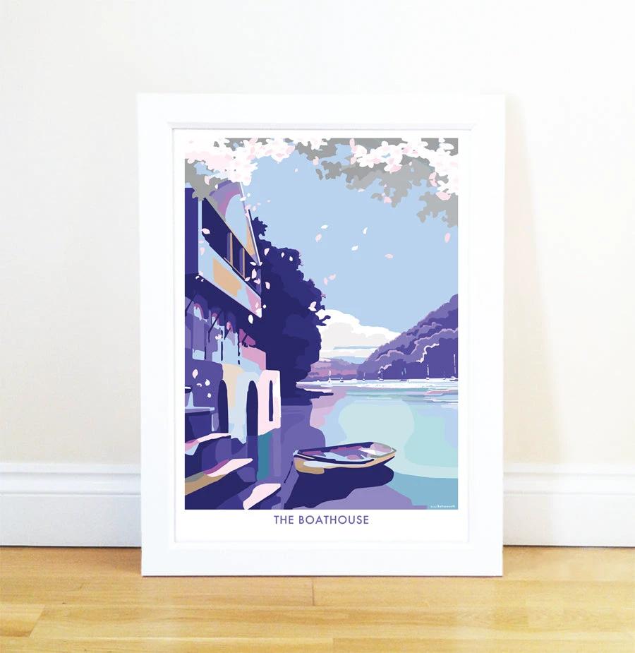 Agatha Christie Print – Greenway Boathouse Vintage Travel Poster by BeckyBettesworth (boathouse)