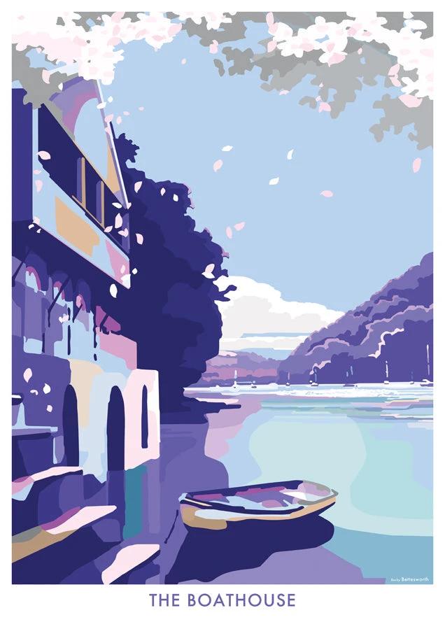 Agatha Christie Print – Greenway Boathouse Vintage Travel Poster by BeckyBettesworth (boathouse)