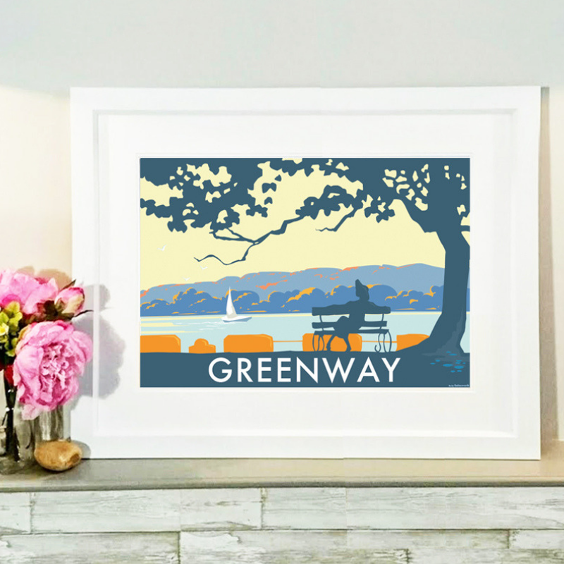 Agatha Christie Print – Greenway House Vintage Travel Poster by BeckyBettesworth (greenway-landscape)