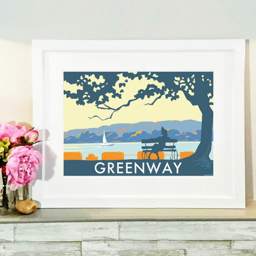 Agatha Christie Print – Greenway House Vintage Travel Poster by BeckyBettesworth (greenway-landscape)