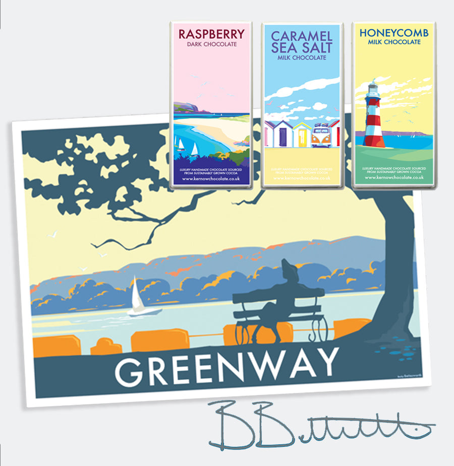 Agatha Christie Print – Greenway House Vintage Travel Poster by BeckyBettesworth (greenway-landscape)