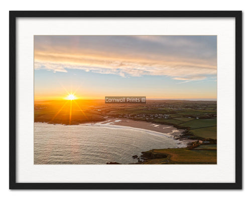 Coastal Wall Art - Harlyn Bay Sunrise Giclée Print A3 by Cornwall Prints (sunrays-over-harlyn-bay)