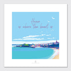 Seaside Art Print - Home Is Where The Heart Is Square Quote by BeckyBettesworth (home-is-where-the-heart-is)