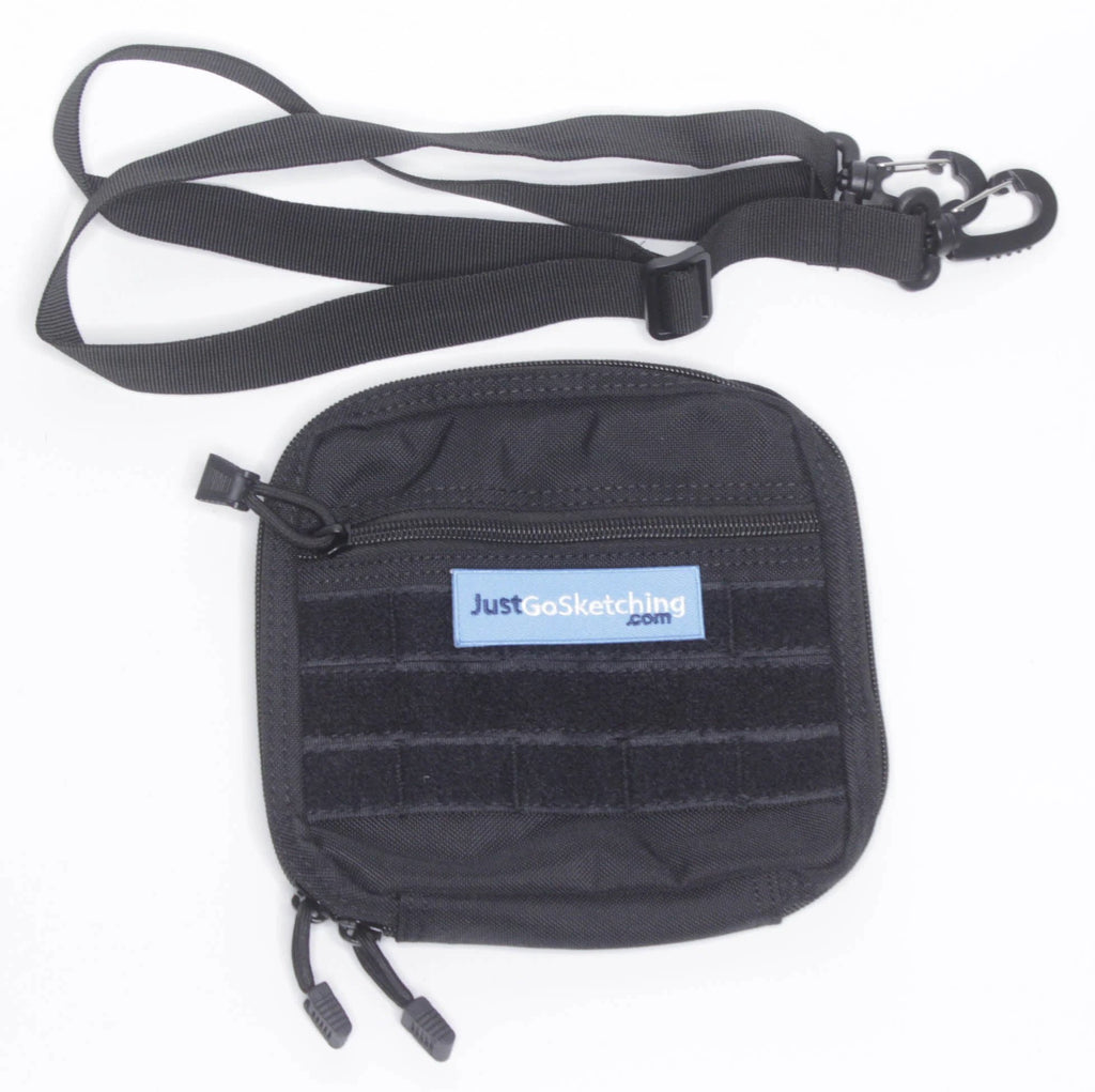 Sketching Case - On-The-Go Nylon Water-Resistant - Medium - JustGoSketching by JustGoSketching (medium-water-resistant-nylon-sketching-case-with-strap-carabiner)