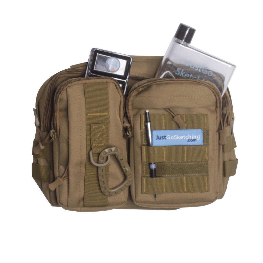Art Kit Bag - Portable Studio - Padded-Shoulder - Medium A5 - JustGoSketching by JustGoSketching (medium-shoulder-kit-bag-art-supply-sketchbook-carry-bag-a5-friendly)