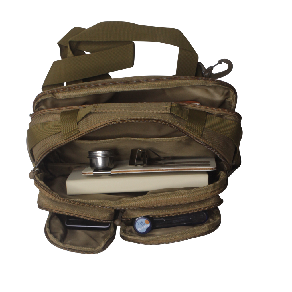 Art Kit Bag - Portable Studio - Padded-Shoulder - Medium A5 - JustGoSketching by JustGoSketching (medium-shoulder-kit-bag-art-supply-sketchbook-carry-bag-a5-friendly)