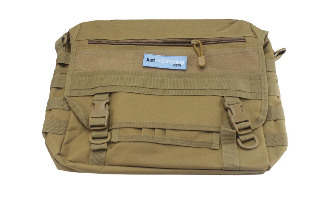 Sketching Shoulder Bag - Total Protection - Mil-Nylon - Large - JustGoSketching by JustGoSketching (military-grade-nylon-sketching-shoulder-bag-large-water-resistant-art-pen-organizer)