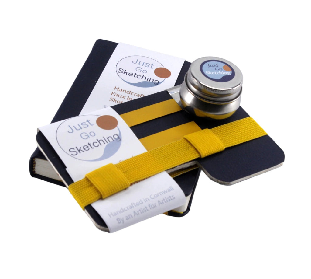 Travel Sketching Kit – A6 Watercolour Set with Companion Board by JustGoSketching (a6-justgosketching-kit-no-paints-40-pages-sketching-companion-board-6-4-in)