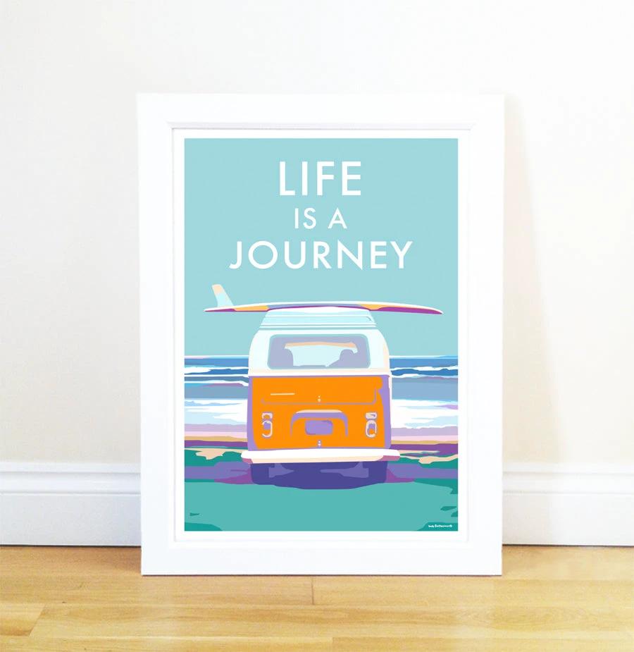 Vintage Travel Poster - Life Is A Journey Surf Print by BeckyBettesworth (life-is-a-journey)