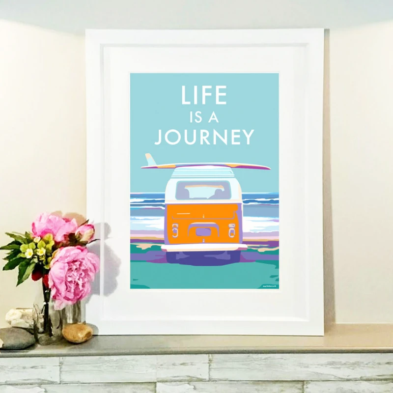 Vintage Travel Poster - Life Is A Journey Surf Print by BeckyBettesworth (life-is-a-journey)