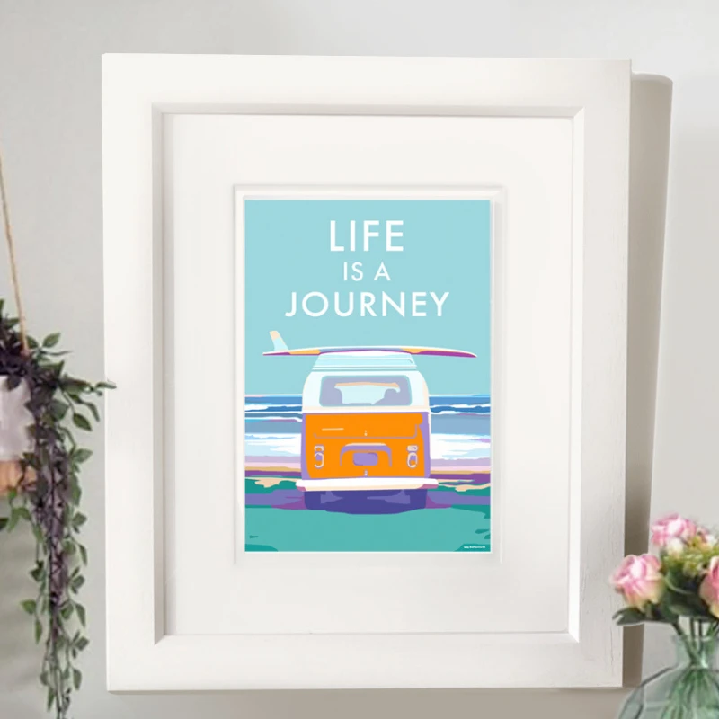Vintage Travel Poster - Life Is A Journey Surf Print by BeckyBettesworth (life-is-a-journey)