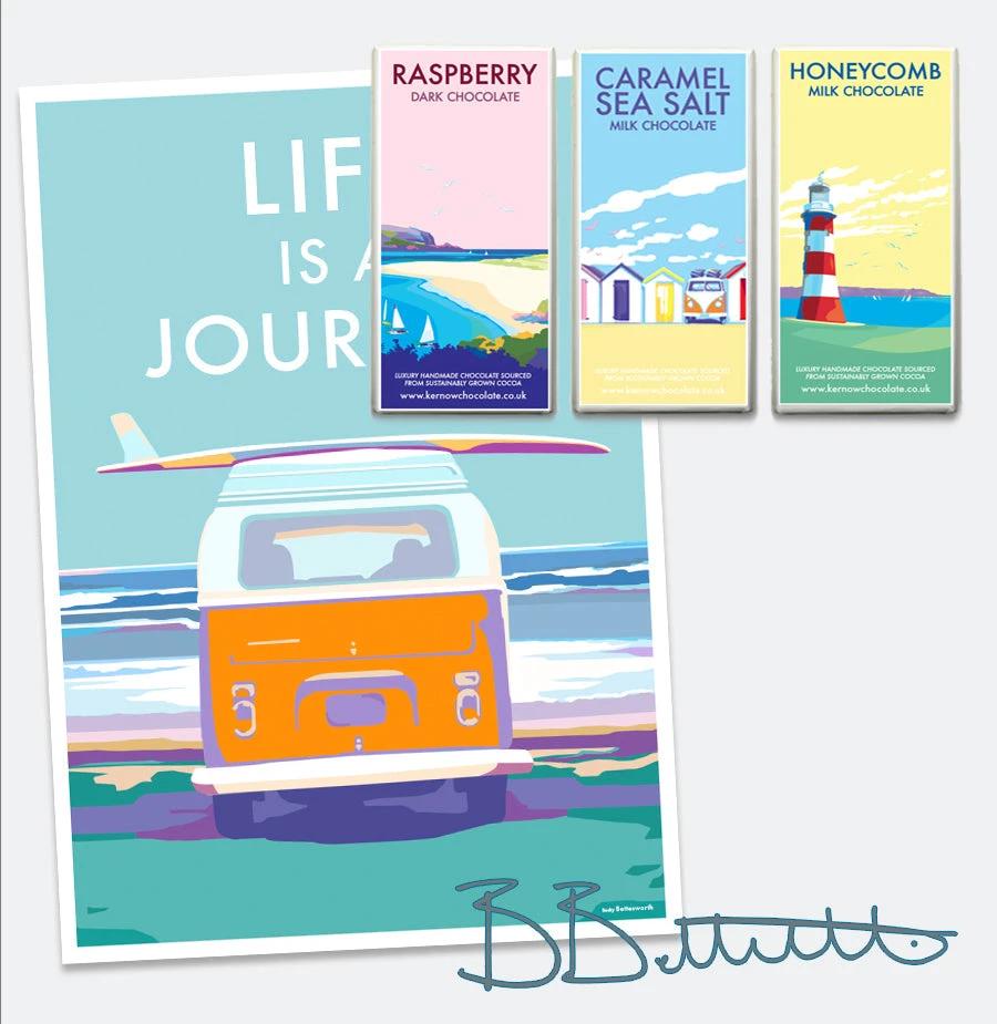 Vintage Travel Poster - Life Is A Journey Surf Print by BeckyBettesworth (life-is-a-journey)