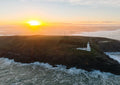 Lighthouse Print – Trevose Head Coastal Calm Giclée A3 by Cornwall Prints (trevose-head-lighthouse-west-view-in-sea-mist)