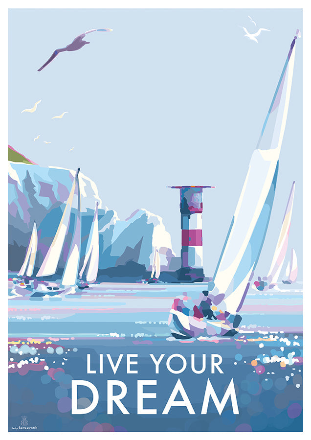 Vintage Travel Poster – Live Your Dream Motivational Quote Print by BeckyBettesworth (live-your-dream)