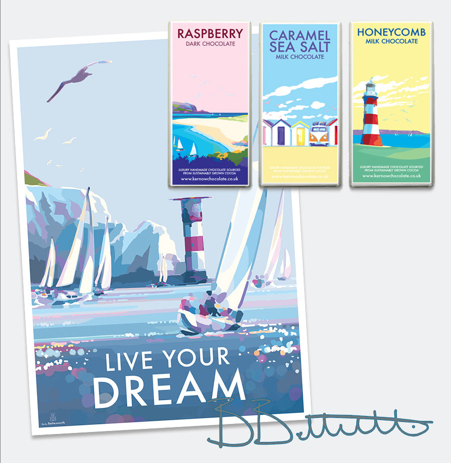 Vintage Travel Poster – Live Your Dream Motivational Quote Print by BeckyBettesworth (live-your-dream)