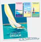 Vintage Seaside Poster – Living the Dream Sailing Print by BeckyBettesworth (living-the-dream)