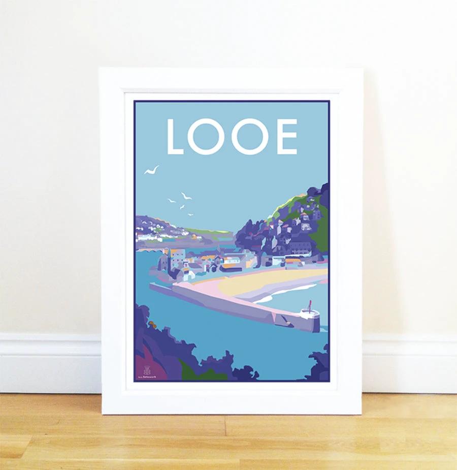 Looe Poster – Vintage Travel Print of Cornwall's Seaside Charm by BeckyBettesworth (looe)