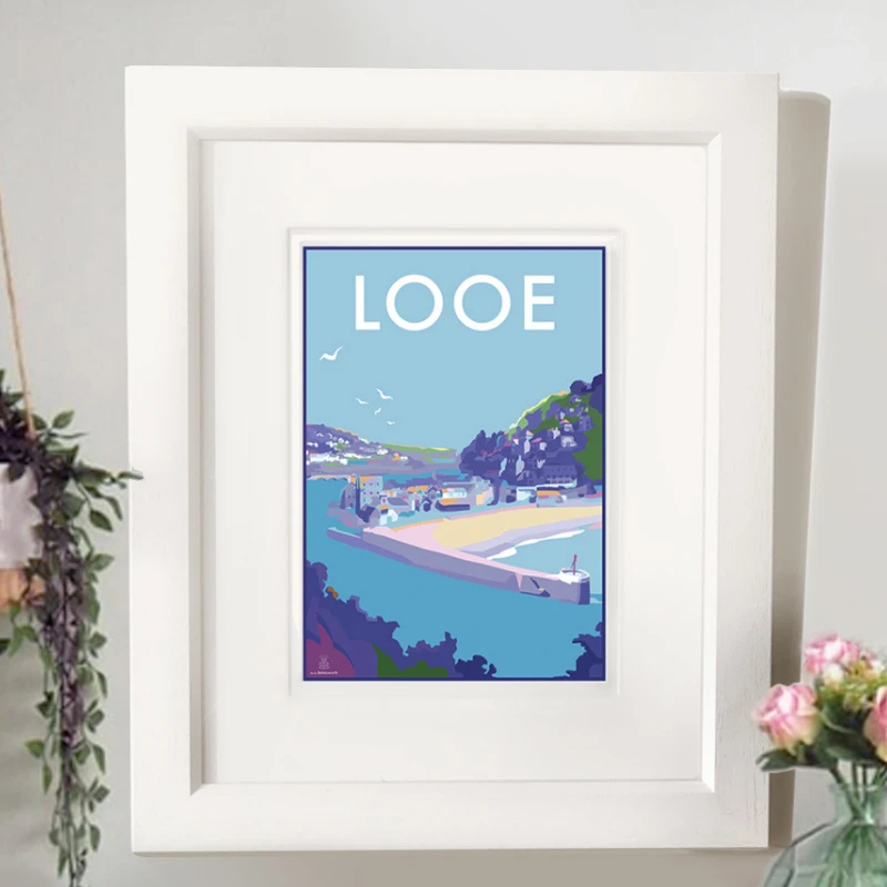Looe Poster – Vintage Travel Print of Cornwall's Seaside Charm by BeckyBettesworth (looe)