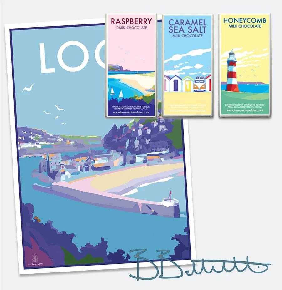 Looe Poster – Vintage Travel Print of Cornwall's Seaside Charm by BeckyBettesworth (looe)