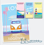Vintage Travel Poster – Love Keeps Us Together Beach Print by BeckyBettesworth (love-keeps-us-together)