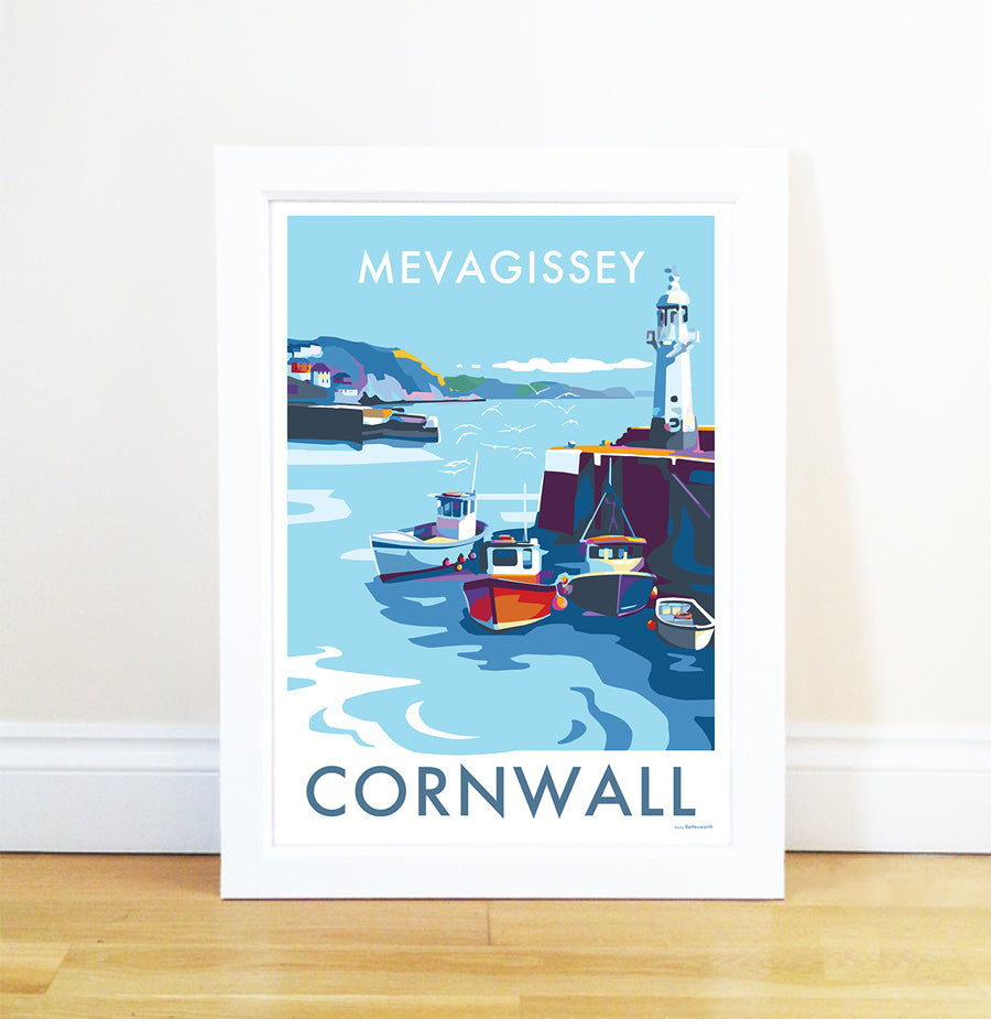 Mevagissey Print – Vintage Fishing Village Poster by BeckyBettesworth (mevagissey)