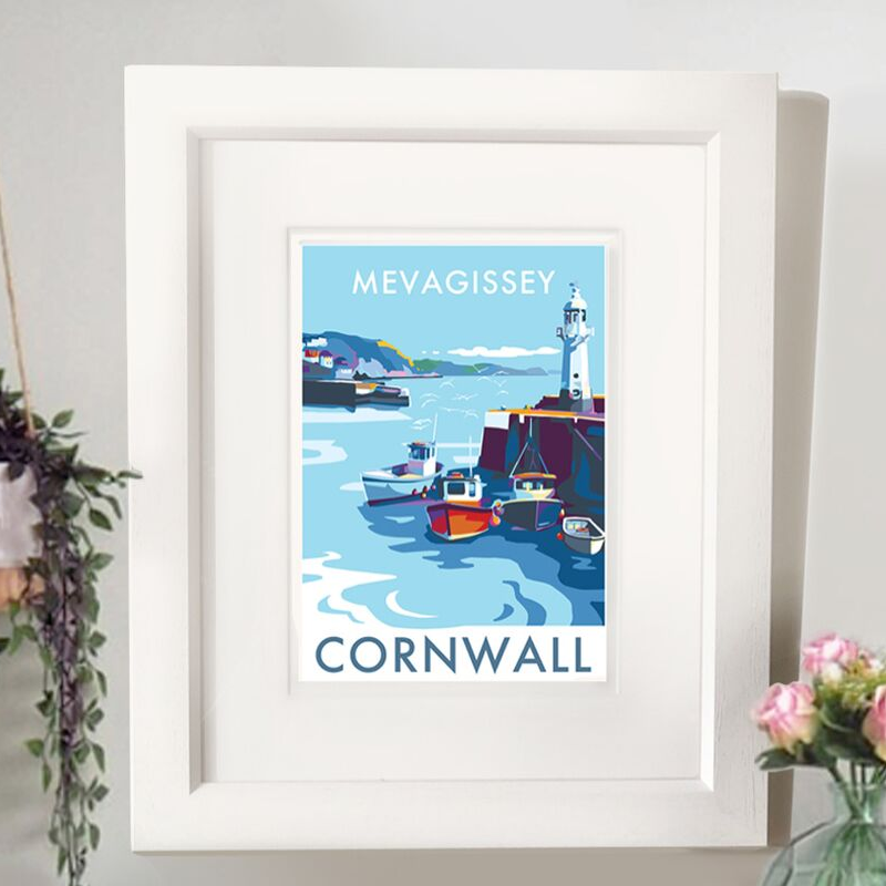 Mevagissey Print – Vintage Fishing Village Poster by BeckyBettesworth (mevagissey)