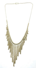 Gold Statement Necklace – Handcrafted Chain Drop Design by Tg-Jewellery By Tamara Gervasio (golden-rain-drop-chains-necklace-18kt-gold-plated)