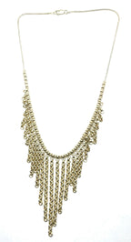 Gold Statement Necklace – Handcrafted Chain Drop Design by Tg-Jewellery By Tamara Gervasio (golden-rain-drop-chains-necklace-18kt-gold-plated)
