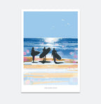 Surf Art Print – One More Wave Vintage Beach Poster by BeckyBettesworth (one-more-wave)