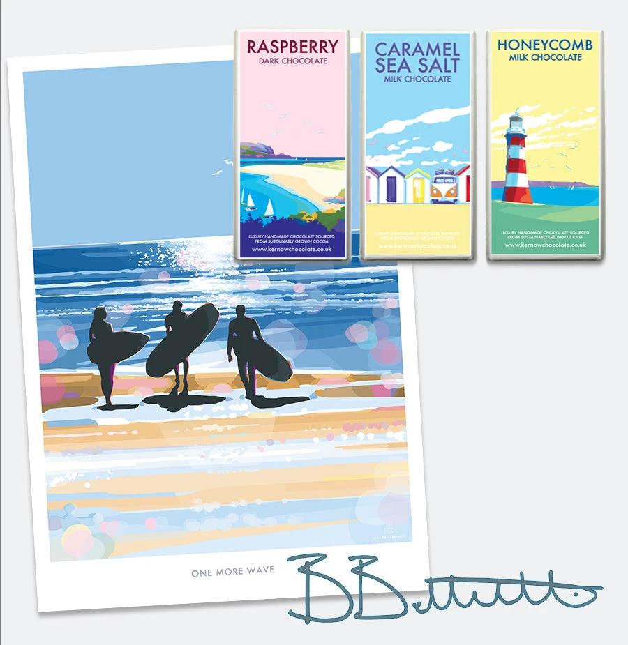 Surf Art Print – One More Wave Vintage Beach Poster by BeckyBettesworth (one-more-wave)