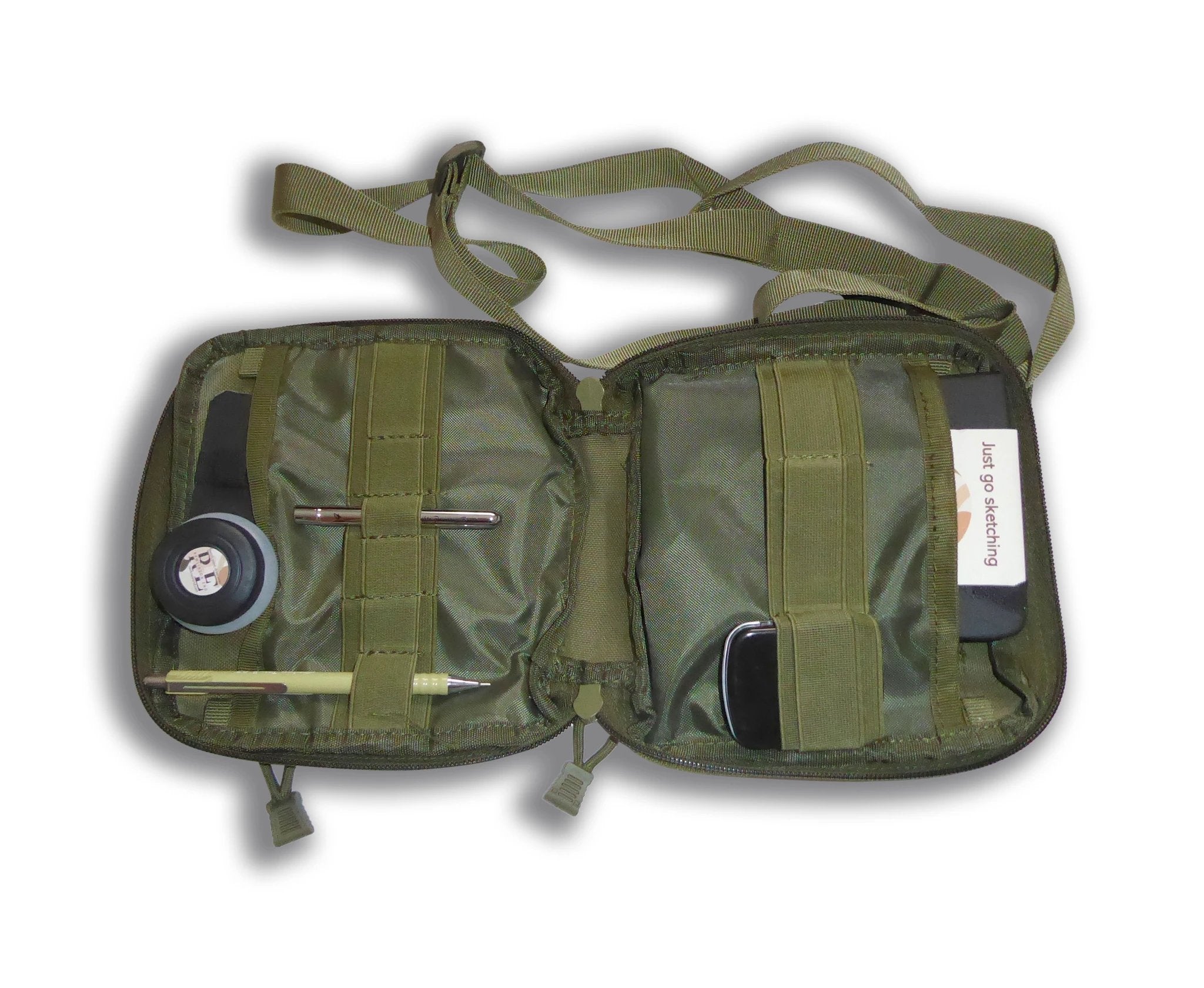 Sketching Case - On-The-Go Nylon Water-Resistant - Medium - JustGoSketching by JustGoSketching (medium-water-resistant-nylon-sketching-case-with-strap-carabiner)