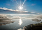 Cornwall Aerial Photography Print – Flooded Winter Sunrise, Newquay by Cornwall Prints (winter-glare-camel-estuary)