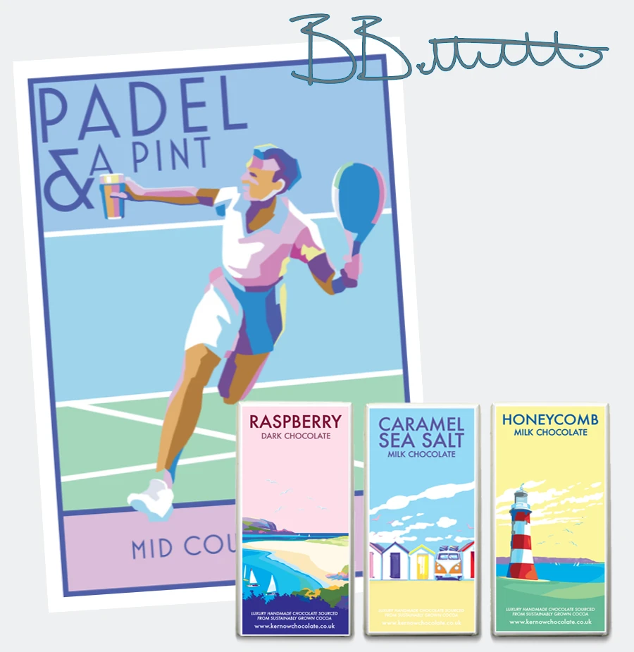 Padel Print – Vibrant Court Action Art by Becky Bettesworth by BeckyBettesworth (padel-pint)