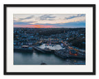 Padstow Print - Festive Harbour at Dusk Fine Art by Cornwall Prints (padstow-harbour-at-christmas-head-on-at-dusk)