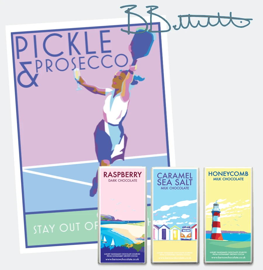 Pickleball Gift – Pickle & Prosecco Art Print by Becky Bettesworth by BeckyBettesworth (pickle-prosecco)
