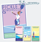 Pickleball Gift – Pickle & Prosecco Art Print by Becky Bettesworth by BeckyBettesworth (pickle-prosecco)