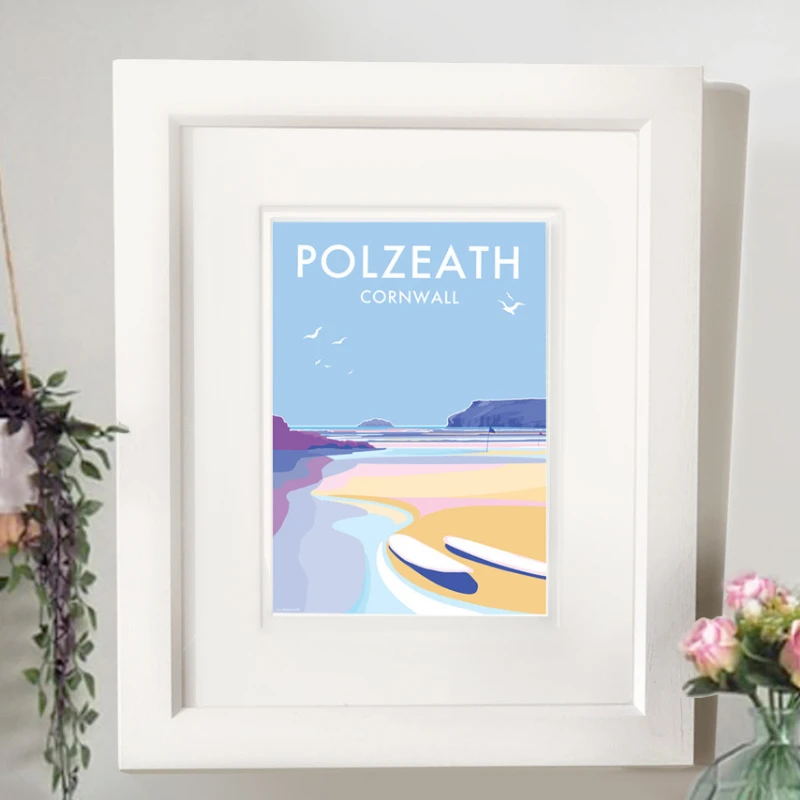 Vintage Travel Poster – Polzeath Cornwall Seaside Print by BeckyBettesworth (polzeath)