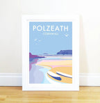Vintage Travel Poster – Polzeath Cornwall Seaside Print by BeckyBettesworth (polzeath)
