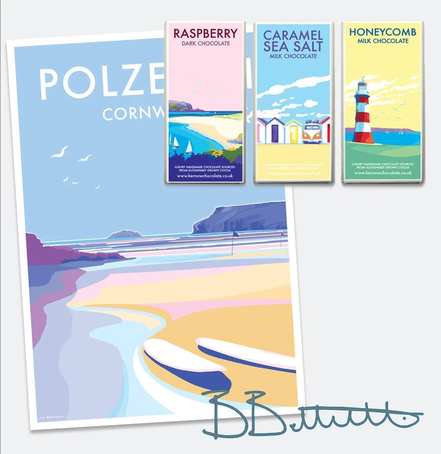 Vintage Travel Poster – Polzeath Cornwall Seaside Print by BeckyBettesworth (polzeath)