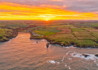Cornwall Art Print – Porthcothan Bay Sunrise Dawn Calm by Cornwall Prints (rays-at-porthcothan-bay-sunrise)