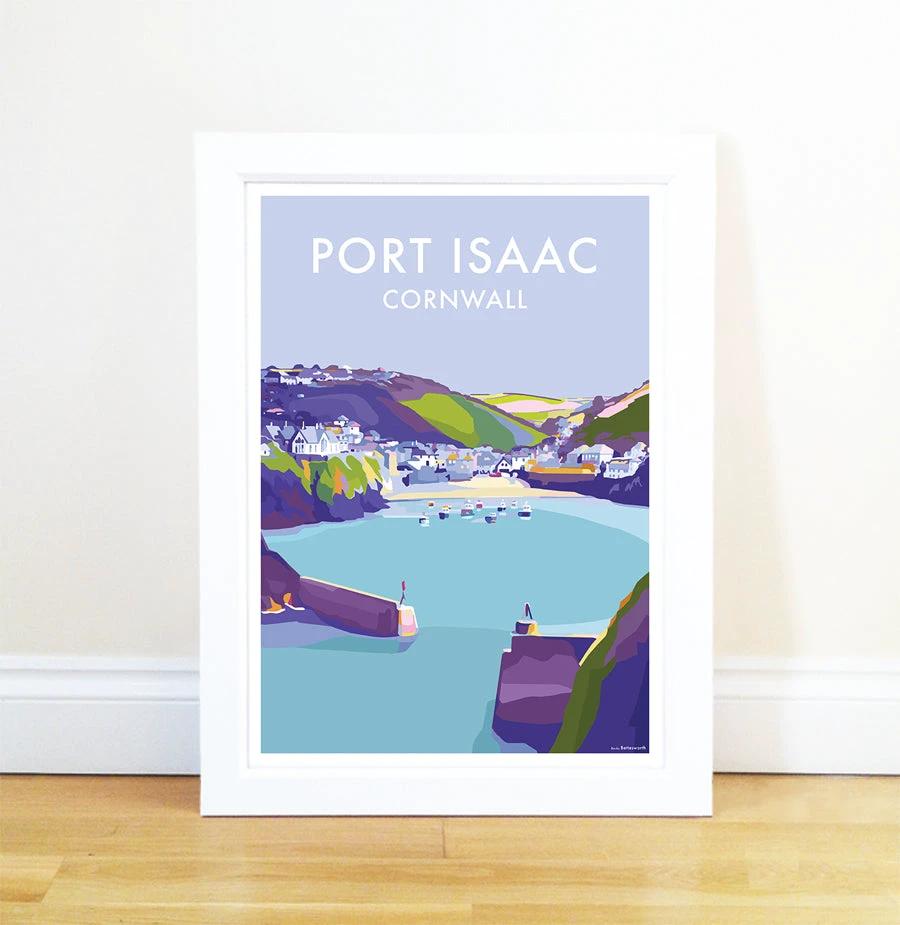 Port Isaac Print – Vintage Travel Poster by Becky Bettesworth by BeckyBettesworth (port-isaac)